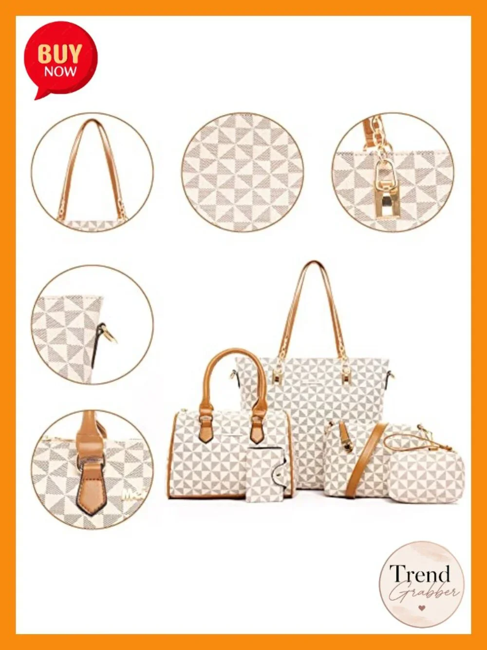 6-Piece Faux Leather Satchel & Tote Set with Wallets